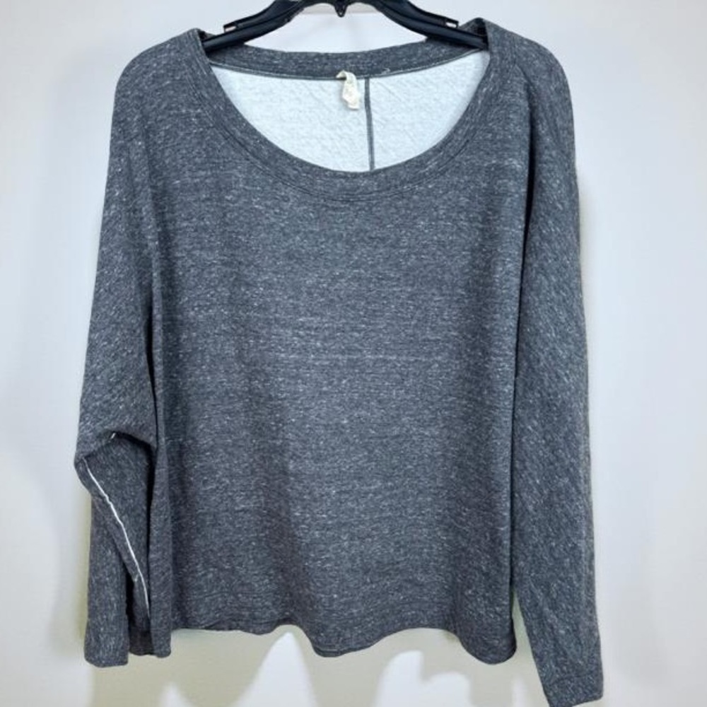 Eileen Fisher Gray Long Sleeve Scoop Neck Oversized Sweatshirt Top Size L
